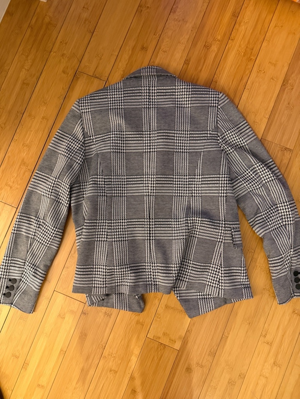 Bar III Black & Gray Plaid Double-Breasted Blazer - Picture 5 of 5